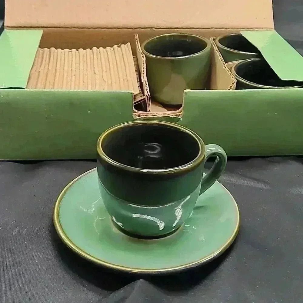 Nova Green by Sango Teacups and Saucers Set of 4